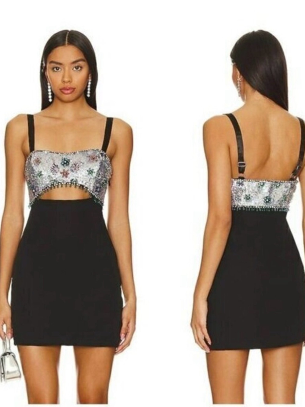 MAJORELLE Chanse Embellished Mini Dress - Black Multi